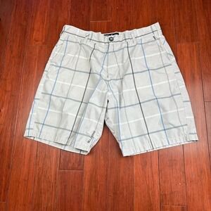 Billabong Board Shorts Mens 38 Light Gray Plaid Surf Skater Outdoor